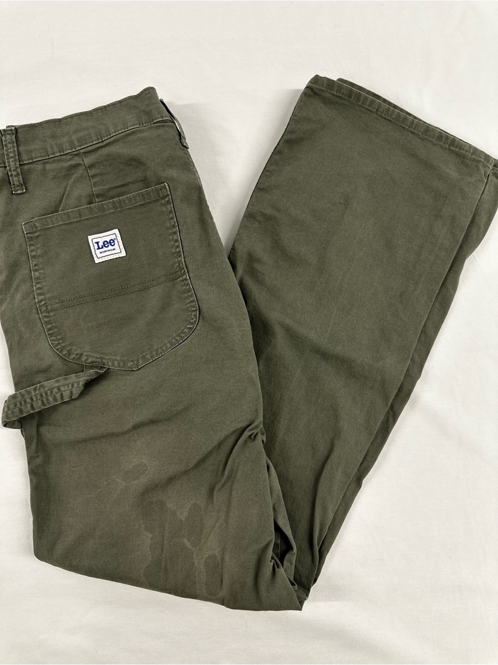 💚🧑‍🌾🔨 Lee Heritage High Rise Utility Carpenter Pants Size 12 Olive Green Stretch
